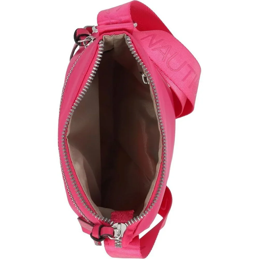 Women's Raspberry Nylon Crossbody Bag Purse with Adjustable Shoulder Strap